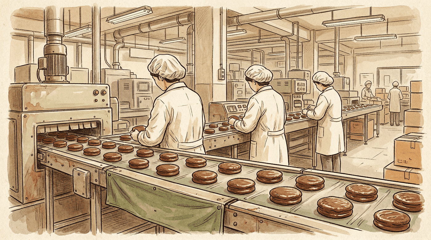 1970년대 한국 제과 공장 풍경