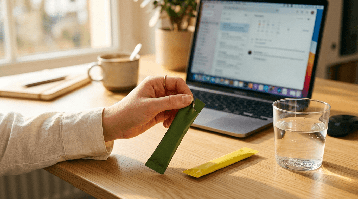 올리브유를 아침에 한 스푼 마시는 장면