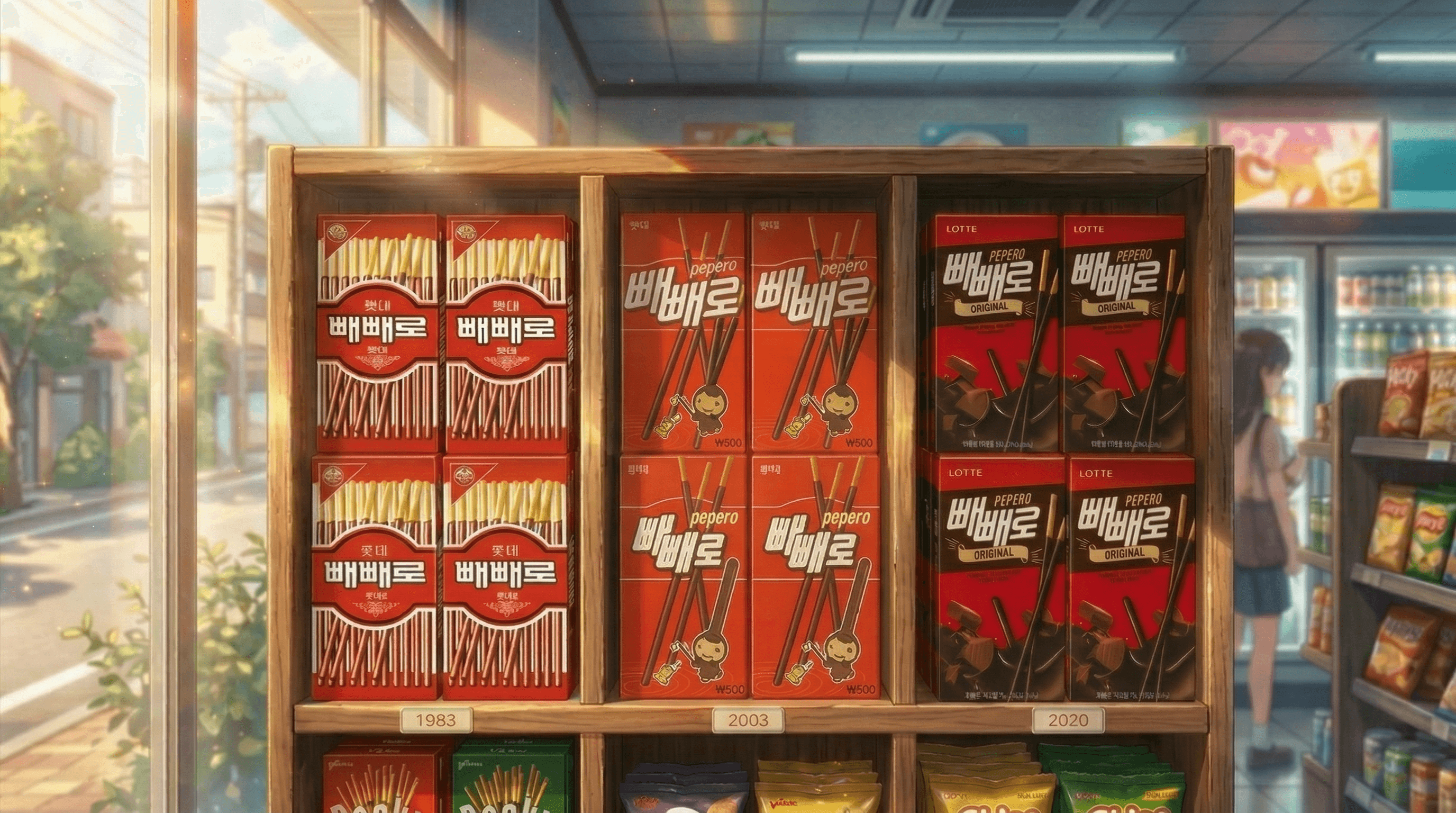 빼빼로 패키지 변천사 — 1983년, 2003년, 2020년