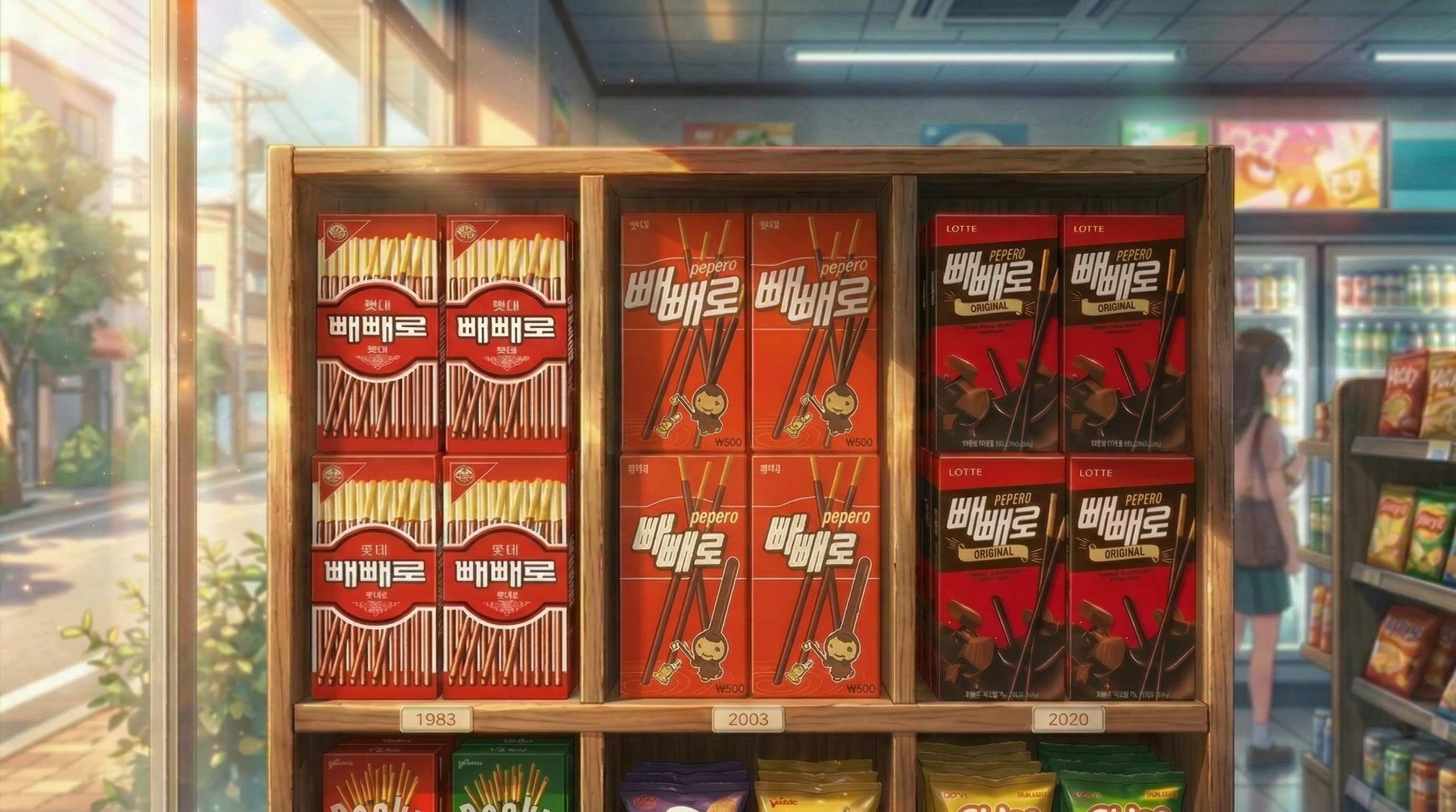 빼빼로 패키지 변천사 — 1983년, 2003년, 2020년