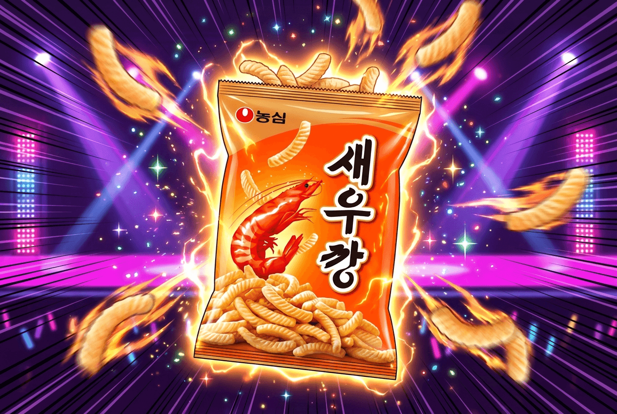 새우깡 애니메이션 스타일 — K-pop 무대 위의 새우깡